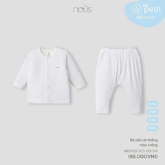 NOUS - Bộ dài cài thẳng màu trắng - - 9-12M - SS25.T7B
