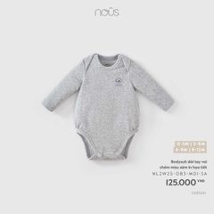 NOUS NP - Bodysuit dài tay vai chờm màu xám in họa tiết - 0-3M - SS26.T5C