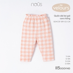 NOUS - Quần dài bé gái caro hồng - Nu Velours - 3M - SS23.10 - ZTD