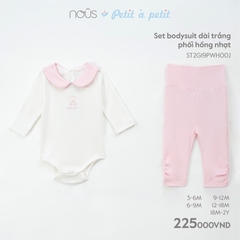 NOUS - Set body dài trắng phối hồng nhạt - Nu Petit
