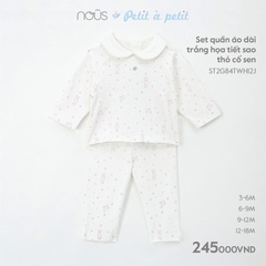 NOUS - Set quần áo dài trắng họa tiết sao thỏ cổ sen - Nu Petit - 6M