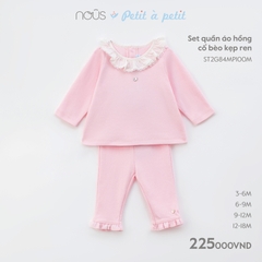 NOUS - Set quần áo hồng cổ bèo kẹp ren  - Nu Petit - 9M - SS23.9