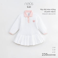 NOUS - Váy dài màu trắng cổ polo xếp ly - Kids - 2Y - Kids - ZTD