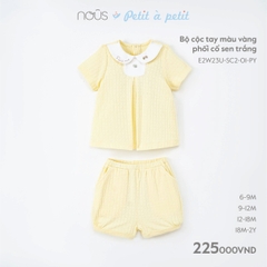 NOUS - Bộ cộc tay màu vàng phối cổ sen trắng - Nu Petit - 9M