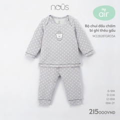 NOUS - Bộ chui đầu chấm bi ghi thêu gấu - Nu Air - 9M - SS23.T11B - ZTD