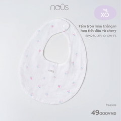 NOUS - Yếm tròn màu trắng in họa tiết dâu và chery - Nu Xô - FS - SS23.T11B