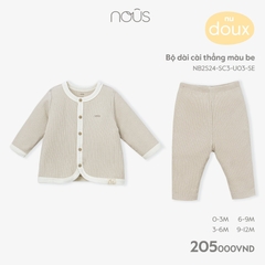 NOUS - Bộ dài cài thẳng màu be  - Nu Doux - 0M - SS24.T1A