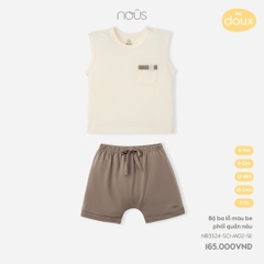 NOUS - Bộ ba lỗ màu be phối quần nâu - 6-9M -