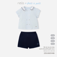 NOUS - Bộ cộc tay áo màu xanh nhạt phối quần navy  - Nu Petit - 3M - SS24.T3A