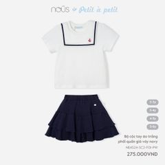 NOUS - Bộ cộc tay áo trắng phối quần giả váy navy - Nu Kid - 3Y - SS24.T3A