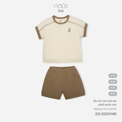 NOUS - Bộ cộc tay màu be phối quần nâu