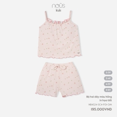 NOUS - Bộ hai dây màu hồng in họa tiết - Nu Kid - 2Y - SS24.T3A