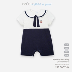 NOUS - Body cộc màu trắng phối xanh navy  - Nu Petit - 0M - SS24.T3A - Body