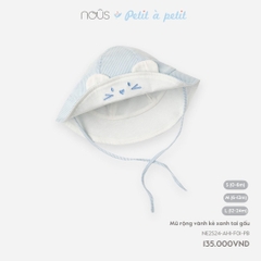 NOUS - Mũ rộng vành kẻ xanh tai gấu - S -