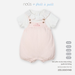 NOUS - Set yếm và áo màu trắng quần kẻ hồng