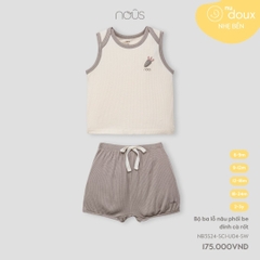 NOUS - Bộ ba lỗ nâu phối be đính cà rốt - Nu Doux - 2Y - SS24.T4A
