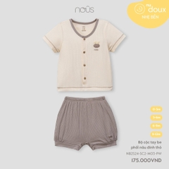 NOUS - Bộ cộc tay be phối nâu đính thỏ - Nu Doux - 6M - SS24.T4A