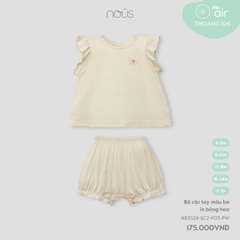 NOUS - Bộ cộc tay màu be in bông hoa 6M - SS24.T4A