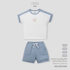 NOUS - Bộ cộc tay trắng phối xanh in hình con cua