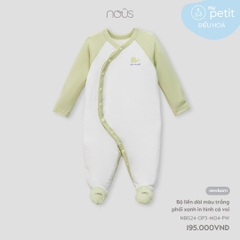 NOUS - Body dài màu trắng phối xanh in hình cá voi - Nu Petit - NB - SS24.T4A - Body