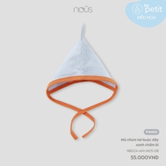 NOUS - Mũ chùm tai buộc dây xanh chấm bi
