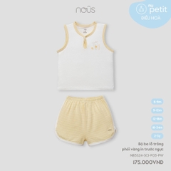 NOUS - Bộ ba lỗ trắng phối vàng in trước ngực - Nu Petit - SS24.T4A