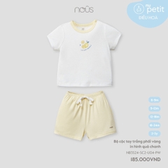 NOUS - Bộ cộc tay trắng phối vàng in hình quả chanh - SS24.T4A