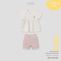 NOUS - Bộ cộc tay be phối quần lửng hồng - Nu Doux - 9M - SS24.T5A