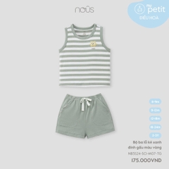 NOUS - Bộ ba lỗ kẻ xanh đính gấu màu vàng - Nu Petit - 6M - SS24.T5A