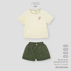 NOUS - Bộ cộc tay be phối quần xanh rêu - SS24.T5A
