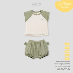 NOUS - Bộ cộc tay be phối quần tai gấu xanh lá - Nu Doux - 18M - SS24.T5A