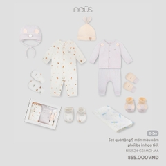 NOUS - Set quà tặng 9 món màu xám phối be in họa tiết -  - 0M - SS24.T5A