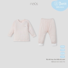 NOUS - Bộ dài tay chui đầu kẻ cam 12M