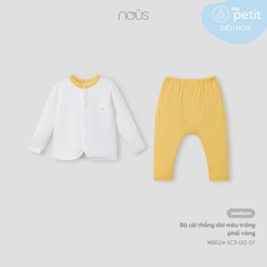 NOUS - Bộ cài thẳng dài màu trắng phối vàng NB