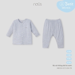 NOUS - Bộ cài thẳng dài kẻ xanh - 3-6M -