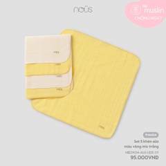 NOUS - Set 5 khăn sữa màu vàng mix trắng - Nu Muslin - FS - SS24.T7A