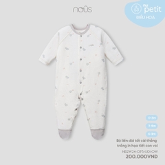 NOUS - Body dài tất cài thẳng trắng in họa tiết con voi - 3M - SS24.T7B