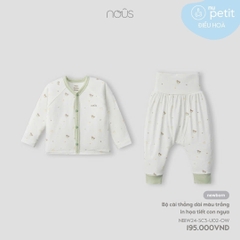NOUS - Bộ cài thẳng dài màu trắng in họa tiết con ngựa - Nu Petit - NB - SS24.T9A
