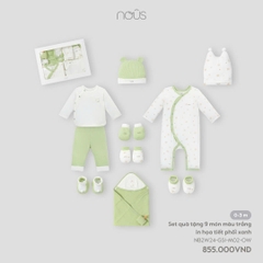 NOUS - Set quà tặng 9 món màu be in họa tiết phối xanh -  - 0M - SS24.T9A
