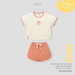 NOUS - Bộ cộc tay áo be quần cam phối màu in trang trí - Nu Doux - SS24.T9A