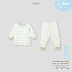 NOUS - Bộ dài tay màu trắng in họa tiết phối xanh lá - Nu Petit - 9M - SS24.T9A