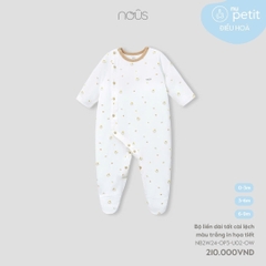 NOUS - Body dài tất cài lệch màu trắng in họa tiết - Nu Petit - 3M - SS24.T9A