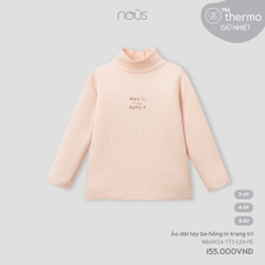 NOUS:-:Áo:dài:tay:be:hồng:in:trang:trí:-:5-6Y:-:SS24.T9A