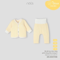 NOUS - Bộ dài tay màu vàng phối trắng thêu trang trí - Nu Doux - 0M - SS24.T9A