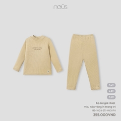 NOUS - Bộ dài giữ nhiệt màu nâu vàng in trang trí - Nu Petit - 3Y - SS24.T9A