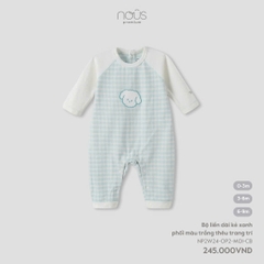 NOUS - Body dài kẻ xanh phối màu trắng thêu trang trí - Nu Petit - 0M - SS24.T9A