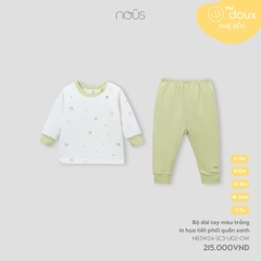 NOUS - Bộ dài tay màu trắng in họa tiết phối quần xanh - Nu Doux - 2Y - SS24.T9A