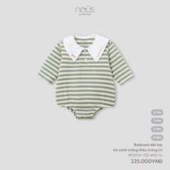 NOUS S20 - Body dài tay kẻ xanh trắng thêu trang trí - 0-3M - SS24.T9A