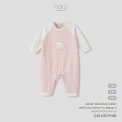 NOUS - Body dài kẻ hồng nhạt phối màu trắng thêu trang trí - Nu Petit - 0M - SS24.T9A