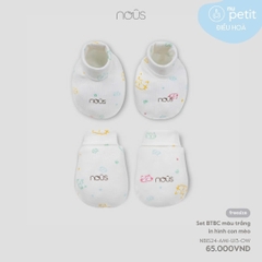 NOUS - Set BTBC màu trắng in hình con mèo - NP